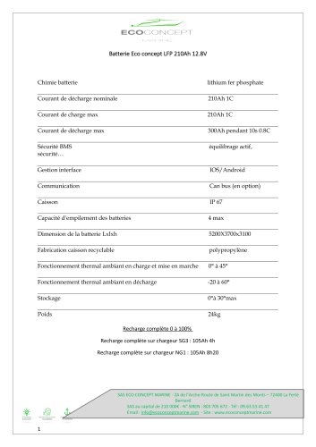 Batterie Eco concept LFP 210Ah 12.8V