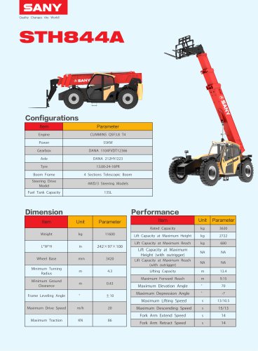 SANY telehandler STH844A