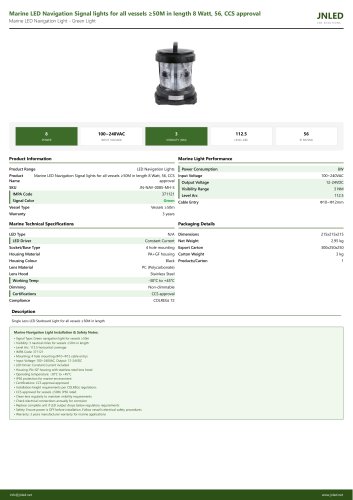 Marine LED Navigation Signal lights for all vessels &ge;50M in length 8 Watt, 56, CCS approval