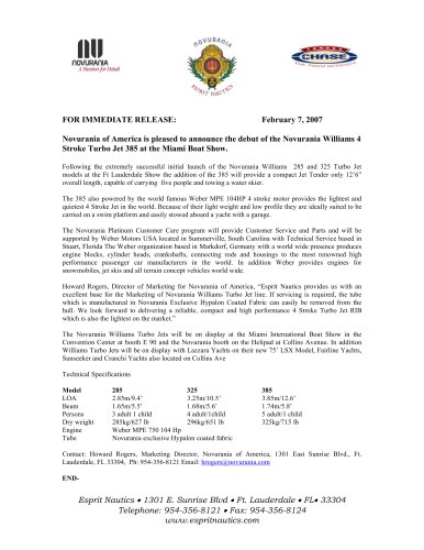 NOVURANIA WILLIAMS MIA B.S PRESS RELEASE