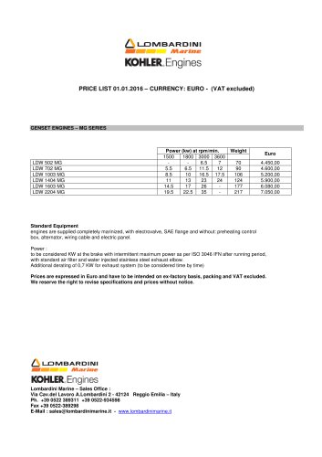 GENSET ENGINES – MG SERIES