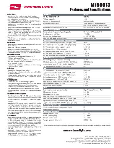 M150C13 Specification Sheet