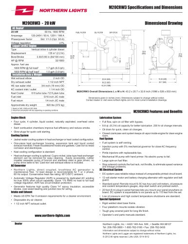 M20CRW3 Specification Sheet