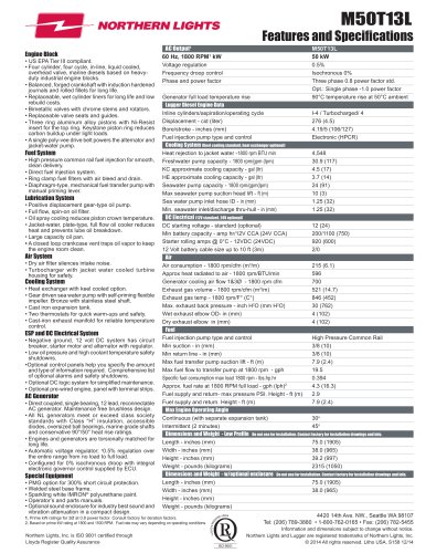 M50T13L Specification Sheet