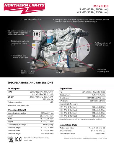 M673LD3 Specification Sheet