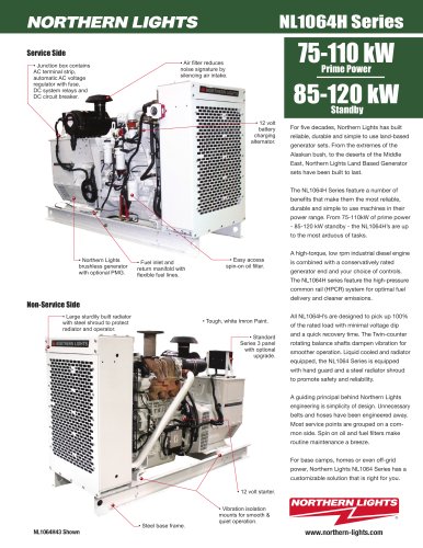 NL1064H Series: 75-110, 85-120 kW Northern Lights Industrial Generator