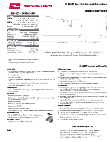 NL944D3 Specification Sheet