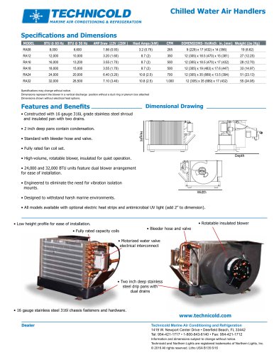 Technicold Chilled Water Air Handlers Specification Sheet