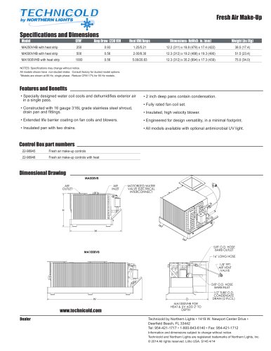 Technicold Fresh Air Make-Up Specification Sheet