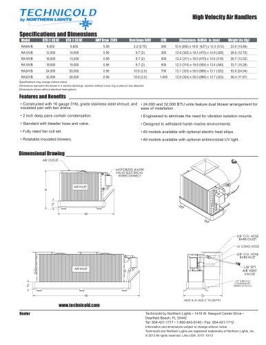 Technicold High Velocity Air Handler Specification Sheet