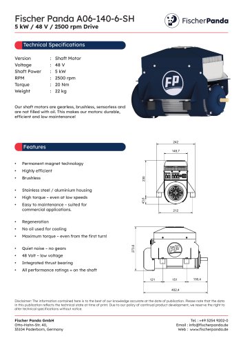 5 kW Shaft E-Motor 48 V (2500 rpm)