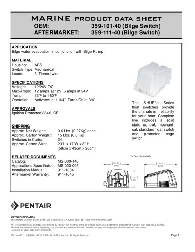 pds-Caged Automatic Float Switch 359-101-40