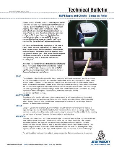 HMPE Ropes and Chocks - Closed vs. Roller