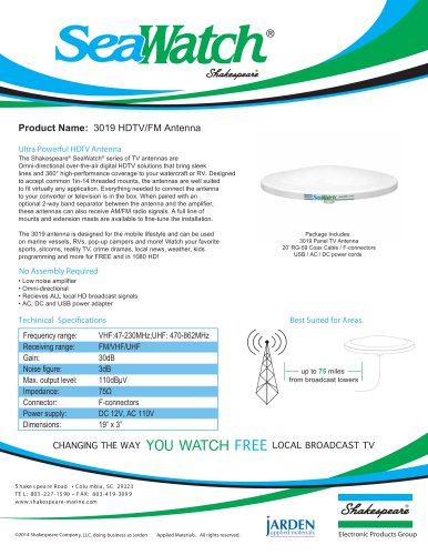 3019 SeaWatch HDTV Antenna