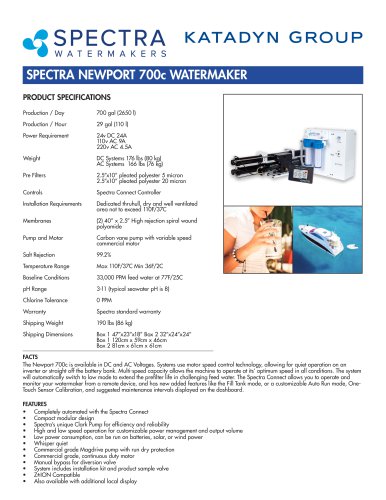 SPECTRA NEWPORT 700c WATERMAKER