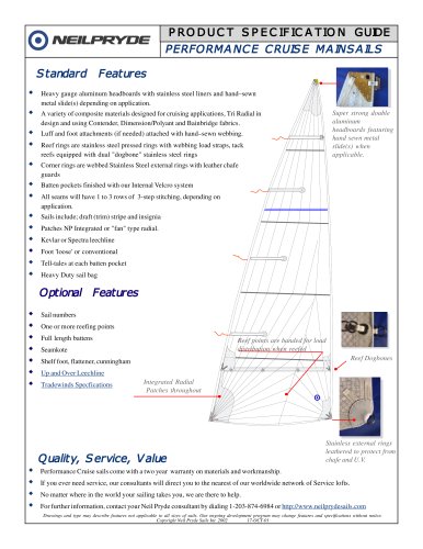 PERFORMANCE CRUISING SAILS mainsails