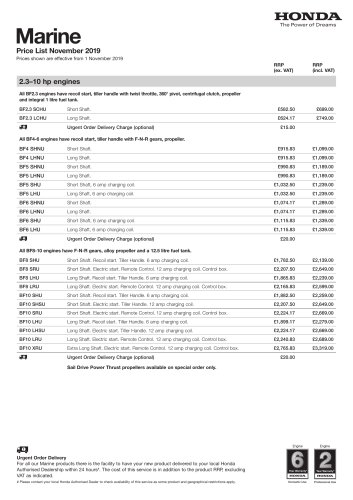 Marine Price List