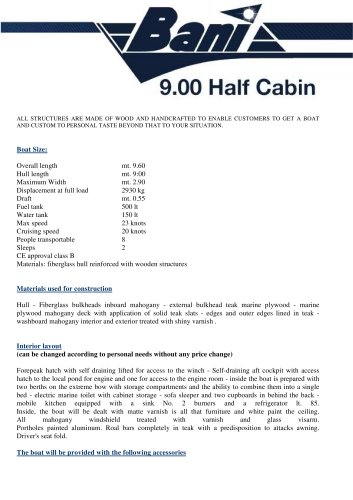 BANI 9.00 HALF CABIN