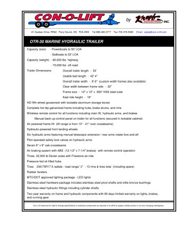 OTR-30 MARINE HYDRAULIC TRAILER