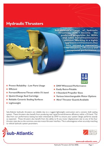 Hydraulic Thrusters Data Sheet