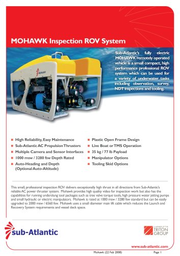 MOHAWK Inspection ROV System Data Sheet