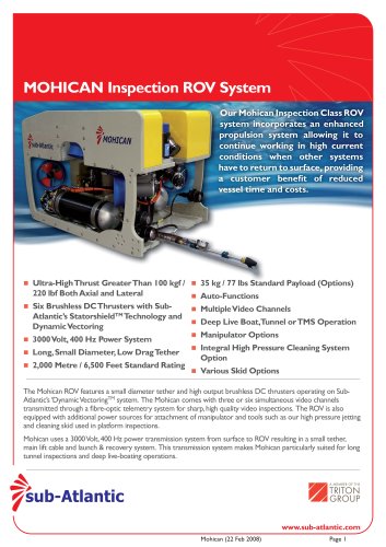 MOHICAN Inspection Class ROV Data Sheet