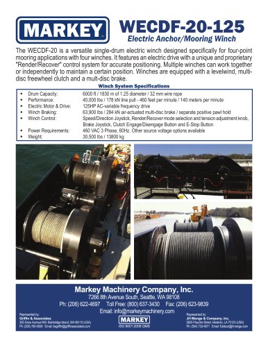 WECDF-20-125 Electric Anchor / Mooring Winch