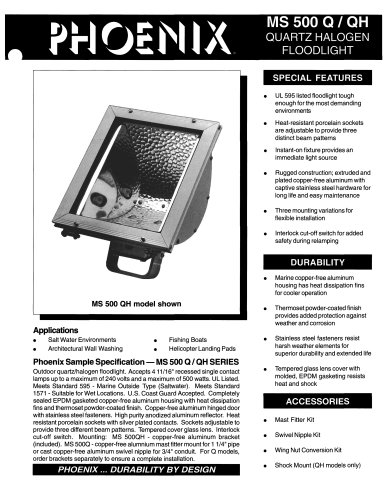 MS 500 Q/QH QUARTZ HALOGEN FLOODLIGHT