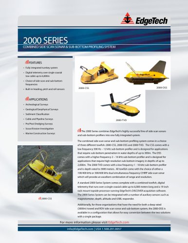 2000 series COMBINED SIDE SCAN SONAR & SUB-BOTTOM PROFILING SYSTEM