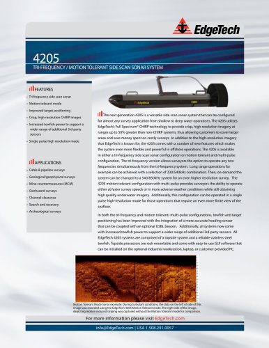 4205 TRI-FREQUENCY / MOTION TOLERANT SIDE SCAN SONAR SYSTEM