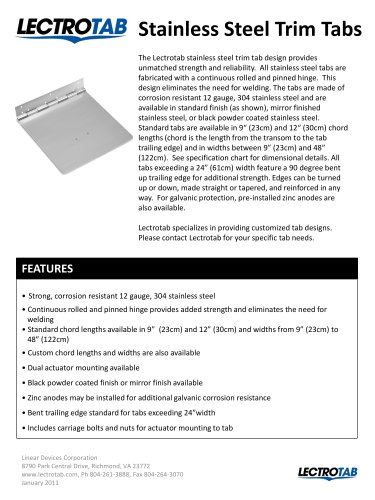 Stainless Steel Trim Tabs