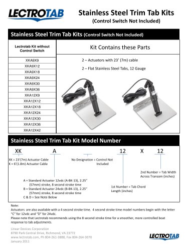 Standard Stainless Steel Trim Tab Kits