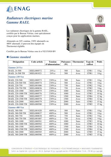 Gamme RAEL – 24V – 230/400Vac