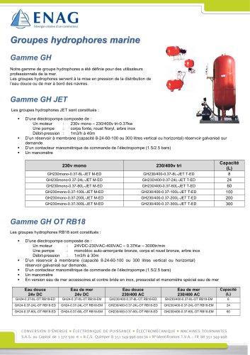 Groupe hydrophores AC et DC