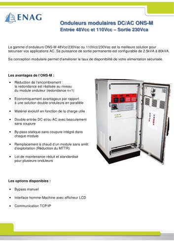 ONDULEUR MODULAIRE DC/AC – GAMME ONS-M