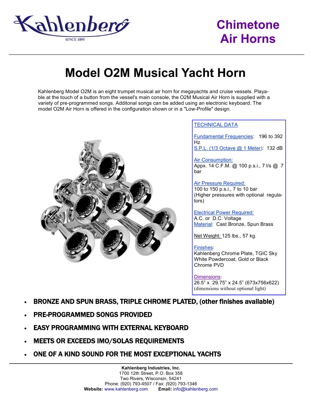 Model O2M Musical Yacht Horn - KAHLENBERG INDUSTRIES