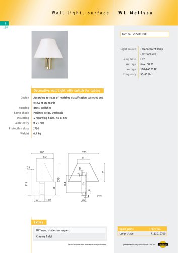 WL Melissa Wall light with switch