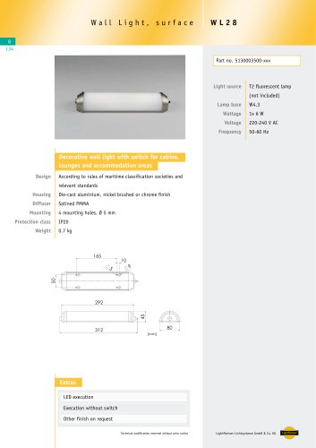 WL28 Wall light with switch, 1x 6 W