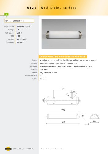 WL28 Wall / Mirror Light, surface, 6 W