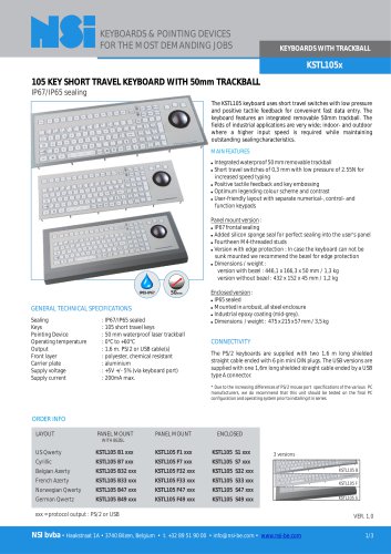 Industrial keyboard with 50mm laser trackball