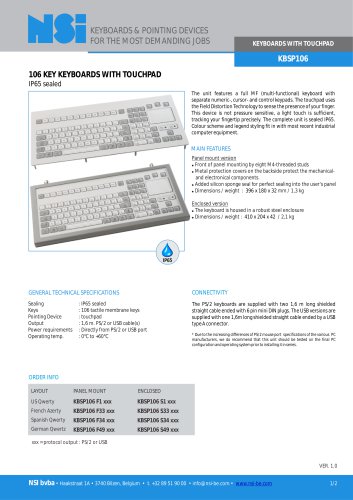 Industrial keyboard with touchpad