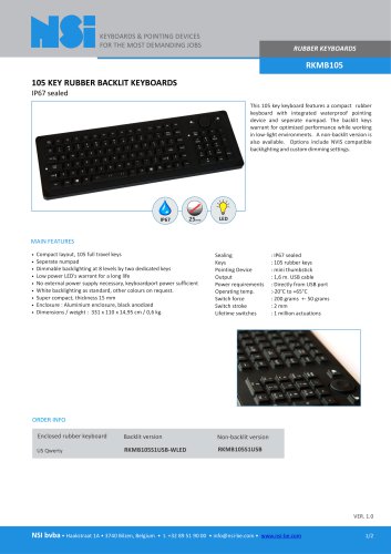 RKMB105 KEY RUBBER BACKLIT KEYBOARDS