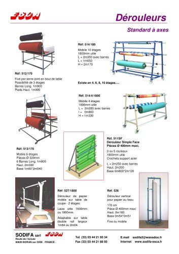 DEROULEUR STOCKEUR POUR ROULEAUX TISSU