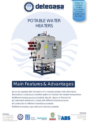 POTABLE WATER HEATERS / HYDROPHORE GROUPS