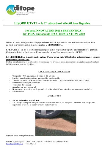 Absorbant écologique pour hydocarbures F.T