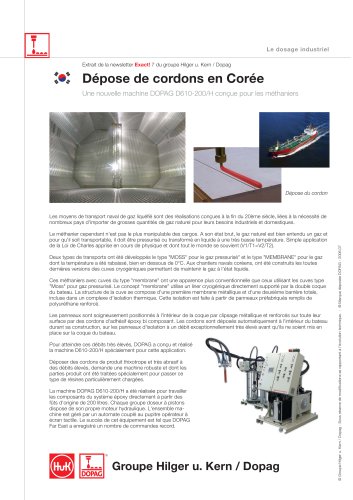 Dépose de cordons en Corée