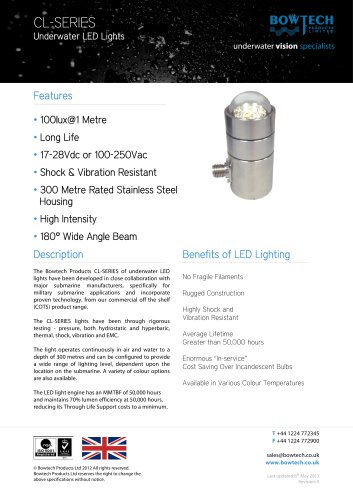 CL-SERIES Underwater LED Lights for Military Submarine Applications