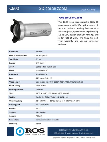 C600 SD COLOR ZOOM CAMERA