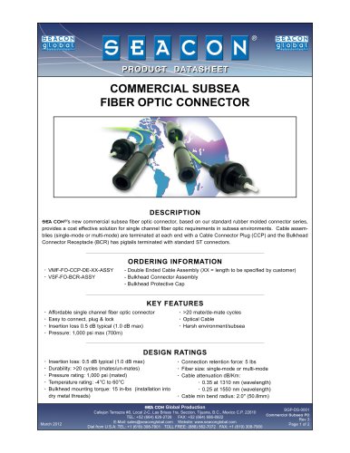 SGP-DS-0001 Commercial Subsea FO Connector  Rev 3