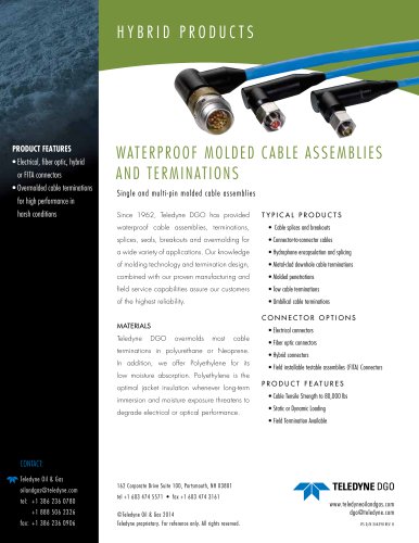 WATERPROOF MOLDED CABLE ASSEMBLIES AND TERMINATIONS